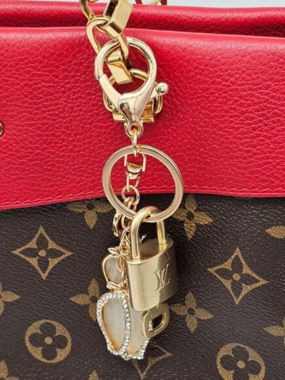 Louis Vuitton Gold Padlock 🔑 Authentic LV Unbranded Flower Keychain Bag Charm